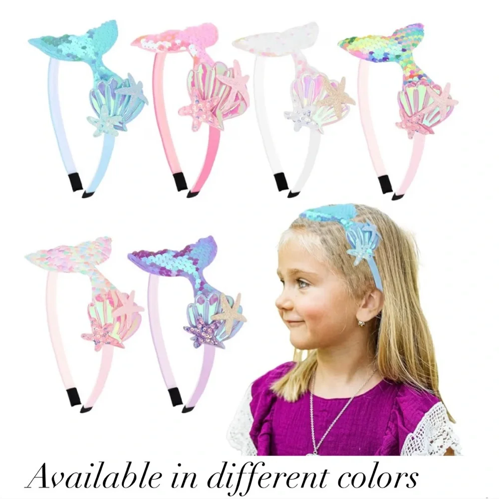 Mermaid Tail Sparkling Sequins Pink Headband for Girls